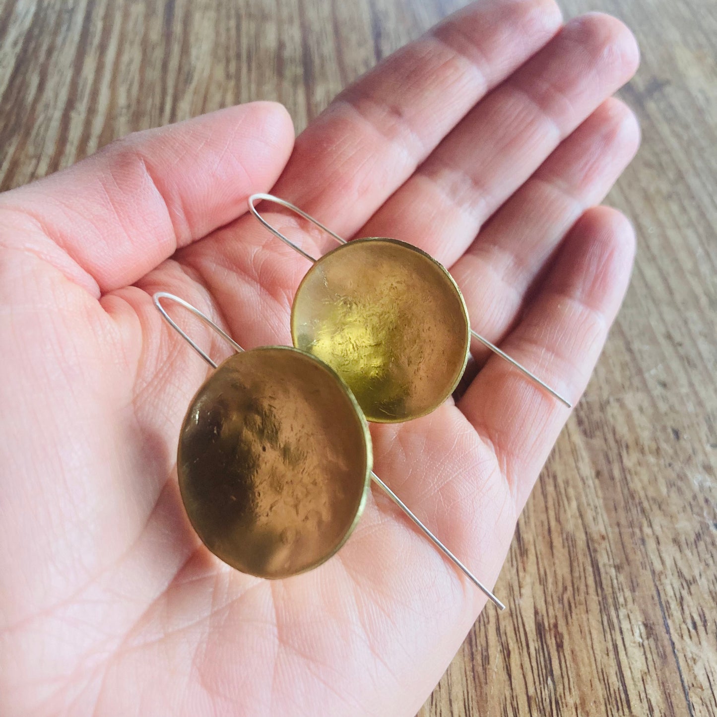 Brass shield earrings with sterling silver hooks. For the warriors among us all.