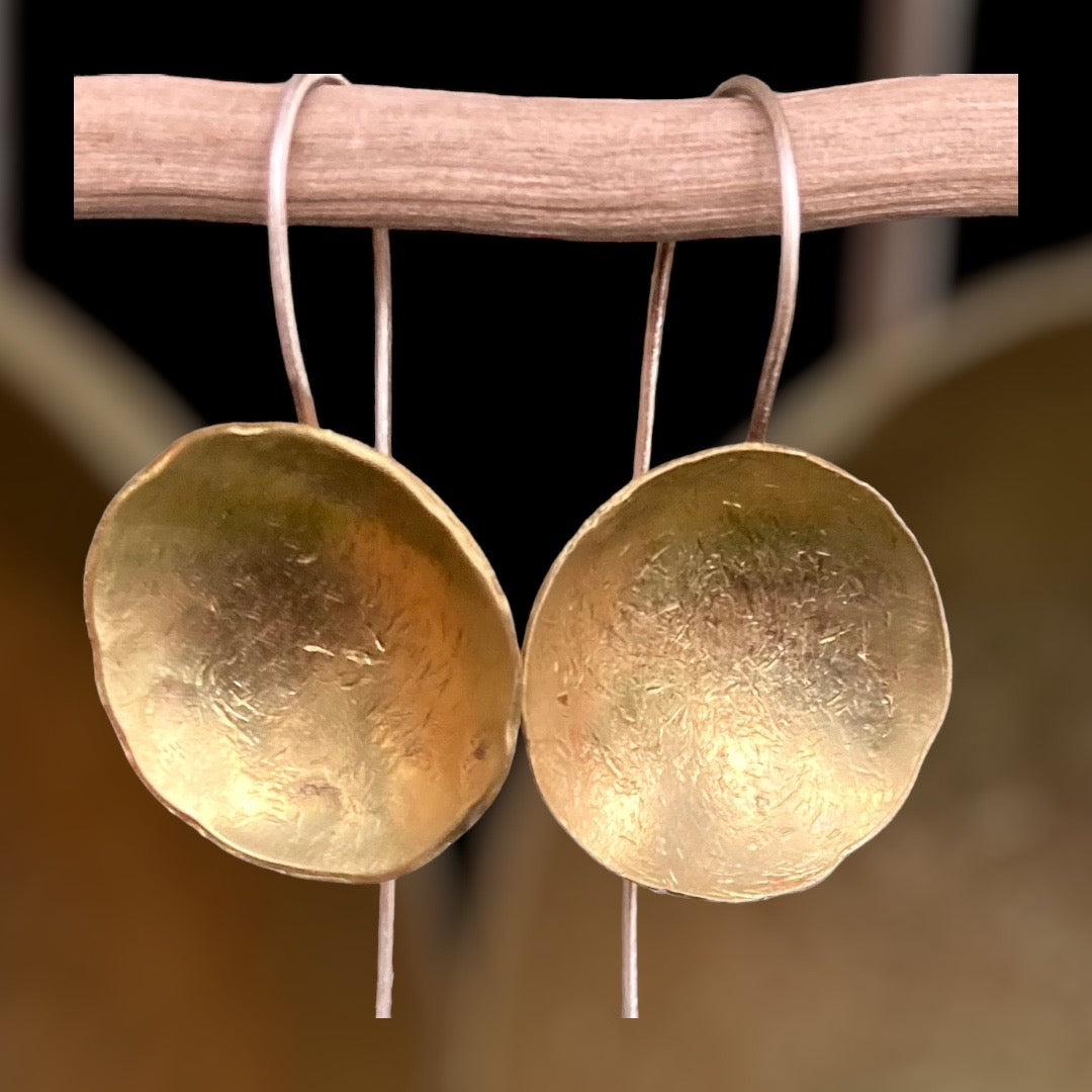 Brass shield earrings with sterling silver hooks. For the warriors among us all.